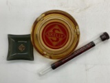 Two Skelly Ashtrays and Skelly Crayon