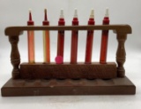Six Skelly Test Tube Handy Oilers w/ Wood Display