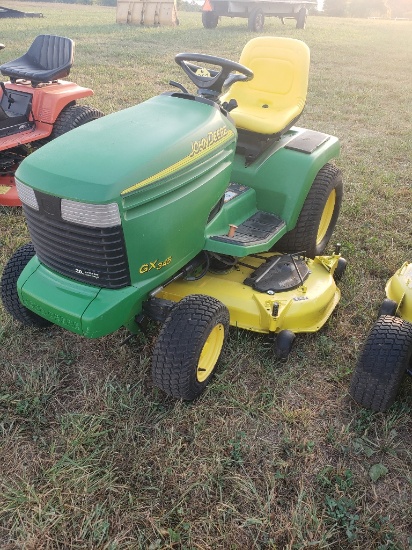 JD GX345, 20HP Kawasaki 54" deck, power steering, hydraulic lift traction lock, 754.5 hours, runs &