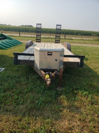 '02 Jamie Welding Flatbed Trailer 18' With 2' Beaver tail & Fold up Ramps - Title