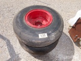 2 8 LUG IMPLEMENT FOAM FILLED TIRES W/ RIMS