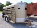 1996 14' X 5' WW BUMBER PULL CATTLE TRAILER VIN # 11WES142XTW225045