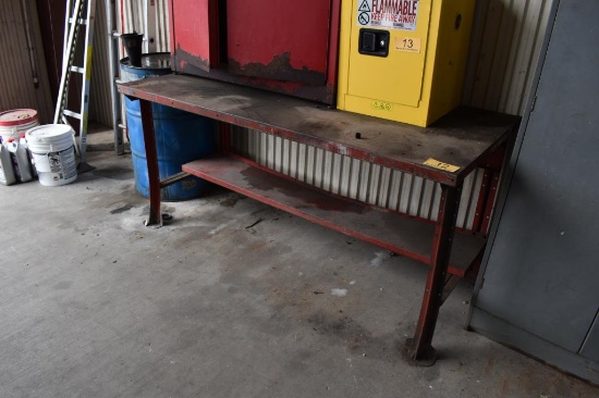 METAL SHOP TABLE (NOTE: ITEMS TO BE PAID FOR AND PICKED UP SATURDAY JUNE 25