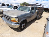 1995 FORD F350 FLATBED W/ TOMMY LIFT (MILES UNKNOWN) (VIN # 1FDJW35G3SEA77005) (TITLE ON HAND AND WI