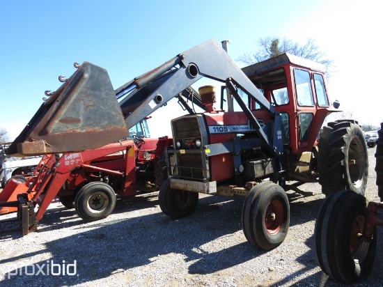 MF 1105 TRACTOR W/ LOADER (SHOWING APPX 4,568 HOURS,UP TO BUYER TO DO THEIR DUE DILLIGENCE TO CONFIR