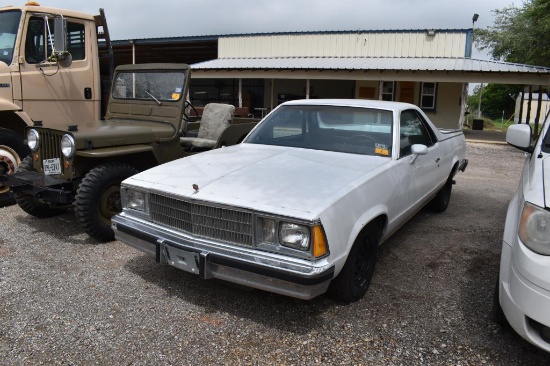 1980 CHEVROLET EL CAMINO (VIN # 1W80AAZ408856) (RUNNING, BRAKES ARE BAD) (SHOWING APPX 16,946 MILES,