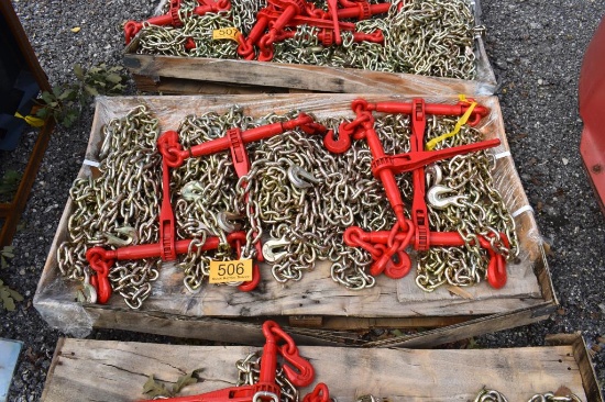 10 -3/8" X 20' CHAINS AND 5 BOOMERS