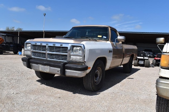 1991 DODGE 250 PICKUP, DIESEL (VIN # 1B7KE2686MS271626) (SHOWING APPX 213,353 MILES, UP TO THE BUYER