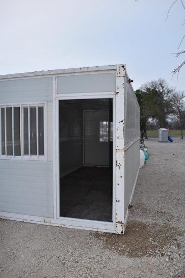 20' X 8' FOLDING CONEX/ OFFICE (BOX OF MISC ASSEMBLY PARTS IN THE OFFICE)