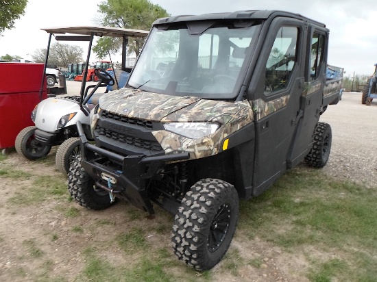 2020 POLARIS 1000 RANGER CREW A/C CAB (VIN # 4XARSX997L8046434) (SHOWING APPX 457 HOURS, UP TO THE B