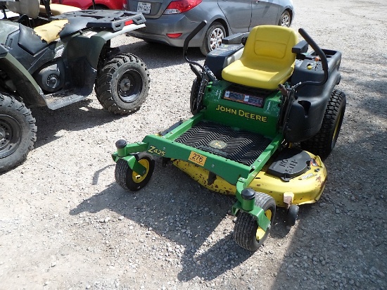 JD Z425 ZERO TURN MOWER (SERIAL # M0Z425B063085) (SHOWING APPX 425 HOURS, UP TO THE BUYER TO DO THEI