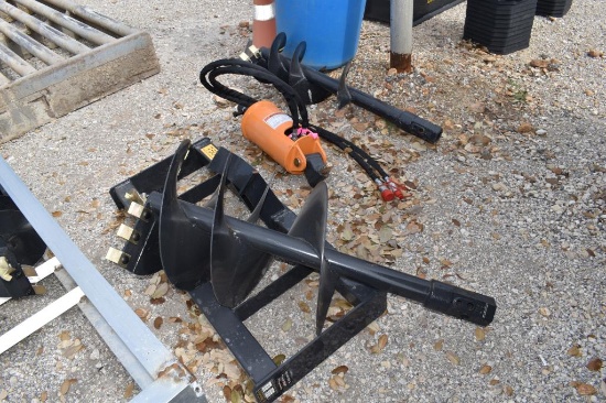 SKID STEER HYDRAULIC POSTHOLE DIGGER W/ 12" AND 18" AUGER
