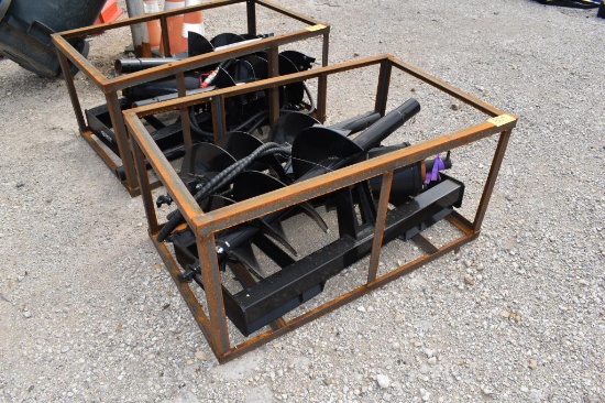 SKID STEER HYDRAULIC POSTHOLE DIGGER W/ 6", 12" AND 14" AUGERS