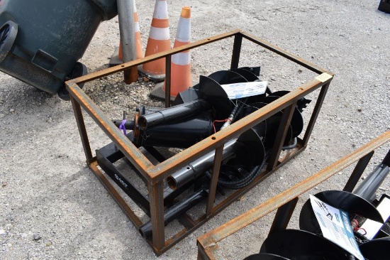 SKID STEER HYDRAULIC POSTHOLE DIGGER W/ 6", 12"  AND 14" AUGERS