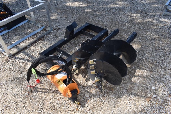SKID STEER HYDRAULIC POSTHOLE DIGGER W/ 12" AND 18" AUGER