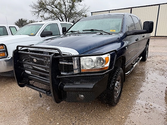 2006 DODGE 2500 CUMMINS 4X4 PICKUP (VIN # 3D7KS29C66G160308) (SHOWING APPX 139,033 MILES, UP TO THE