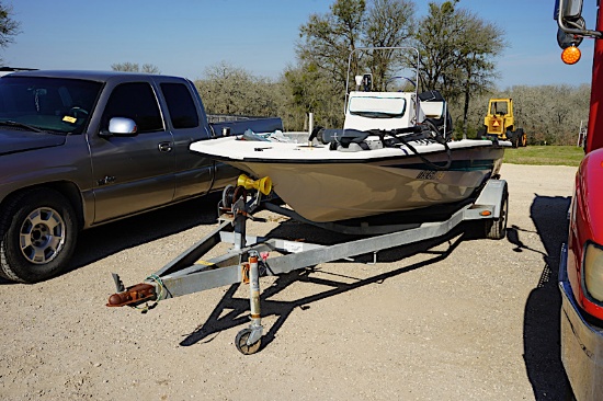 1996 18'5" SPRINT BOAT W/ 130HP JOHNSON MOTOR AND 1995 MAGNUM TRAILER (BOAT VIN # FIW17811G596) (MOT