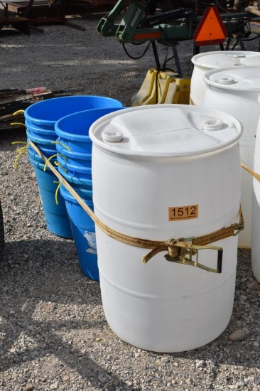 12 - PLASTIC TUBS AND 1 - PLASTIC BARREL