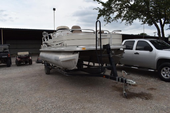 2010 21' SUN TRACKER PONTOON BOAT W/ 2010 90HP MERCURY MOTOR, 2011 BOAT TRAILER (BOAT VIN # BUJ20748