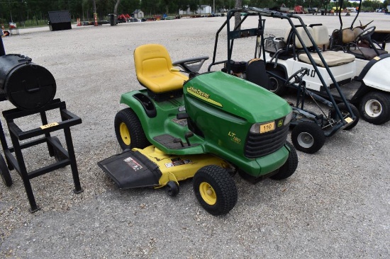 JD LT180 RIDING MOWER (SERIAL # M0L180J534923) (SHOWING APPX 374 HOURS, UP TO THE BUYER TO DO THEIR