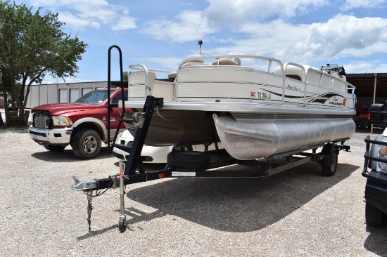 2010 21' SUNTRACKER PONTOON BOAT W/ 2010 90HP MERCURY MOTOR, 2011 BOAT TRAILER (BOAT VIN # BUJ20748C