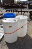 2 - PLASTIC BARRELS AND 12 - PLASTIC TUBS
