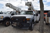 2009 FORD F550 TRITON V10 4X4 PICKUP W/ VERSALIFT BUCKET, GAS (VIN # 1FDAF57Y99EA79479) (SHOWING APP