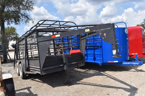 6' X 14' GOOSENECK STOCK TRAILER (PLATE # FJVG97) (REGISTRATION PAPER ON HA