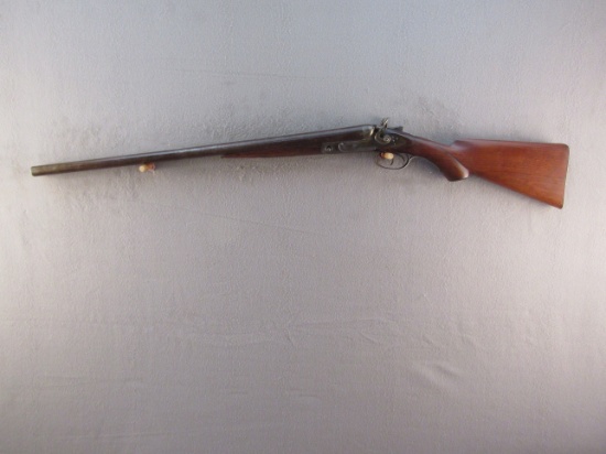 antique: PARKER BROTHERS DAMASCUS DOUBLE BARREL SXS, 12GA  SHOTGUN WITH EXPOSED HAMMERS, S#35259