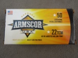ammo: ARMSCOR 22tcm, 40 GR Jacketed Hollow Point, 50 Centerfire Pistol Cartridges, 5 boxes