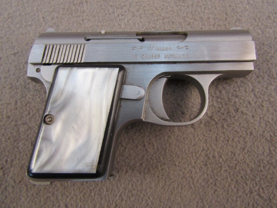 handgun: FRASER Model 1, Semi-Auto Pistol, .25, 5 shot, 2" barrel, S#197926