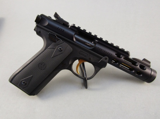 handgun: RUGER Model MK IV, Semi-Auto Pistol, .22LR, 10 shot, 4" barrel, 8" overall, S#500194022