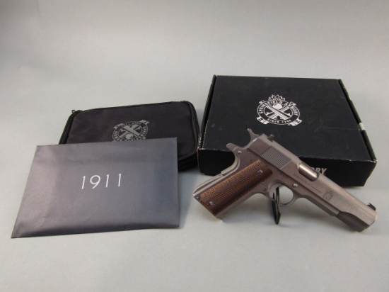 handgun: SPRINGFIELD ARMORY Model 1911 Mil Spl, S-A Pistol, .45acp 6 shot 5" bbl 8.5" o/a S#NM702228