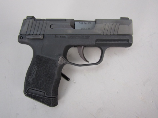 handgun: SIG SAUER Model P365, Semi-Auto Pistol, 9mm, 10 shot, 3" barrel, 6" overall, S#66F993245