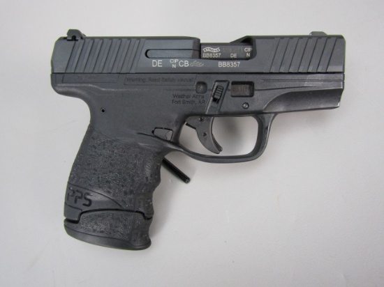handgun: WALTHER Model PPS, Semi-Auto Pistol, 9mm, 7 shot, 3" barrel, 6 1/4" overall, S#BB8357