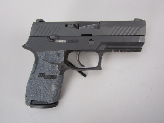 handgun: SIG SAUER Model P320, Semi-Auto Pistol, 9mm, 15 shot, 4 3/4" barrel, 7" overall, S#58B12773