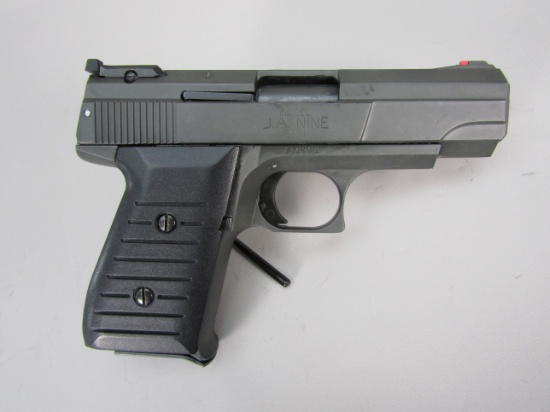 handgun: JIMENEZ ARMS Model J.A. Nine, Semi-Auto Pistol, 9mm, 3 3/4" bbl, 6 5/8" overall, S#118952
