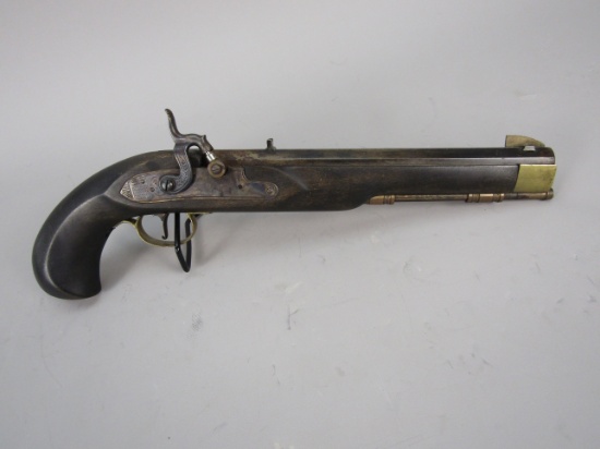 black powder handgun: JUKAR Model Spain, Single-Shot Pistol, .45 1 shot 9.75" bbl 15" o/a S#120657