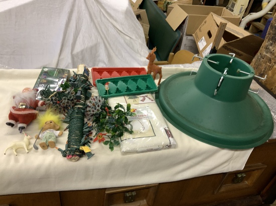 Christmas Tree Stand, Lights And Misc Decorations