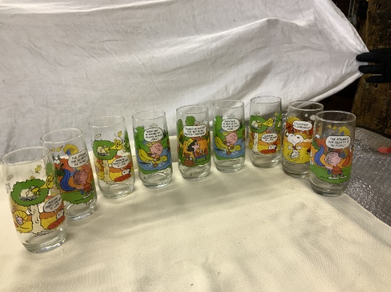 9 Vintage Camp Snoopy Collection Glasses