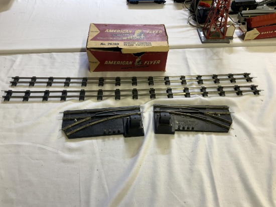 2 American Flyer Remote Switches & 2 Long Track Pieces