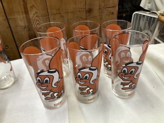 6 Vintage Collectible Pepsi Rocky Glasses