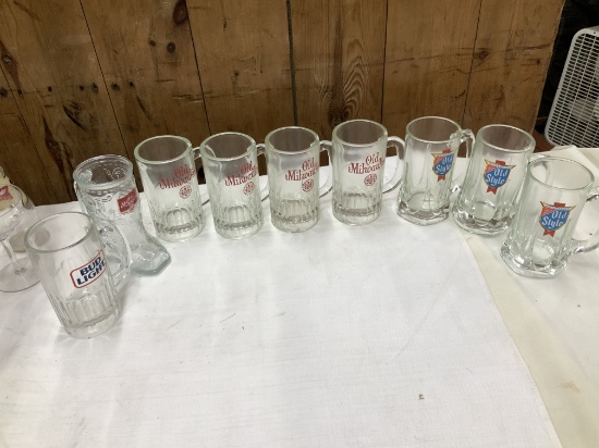 9 Glass Beer Mugs