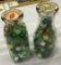 2 Old Milk Bottles of Vintage Marbles