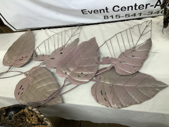 6 Decorative Metal Leaves- 2 Sets of 3