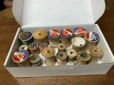 Box of Wooden Thread Spools