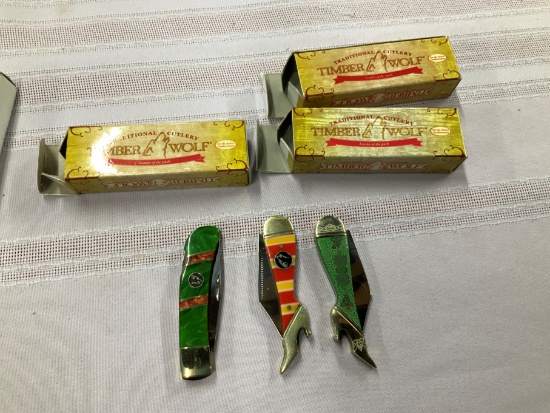 3 Timber Wolf Knives- 2 Leg shaped