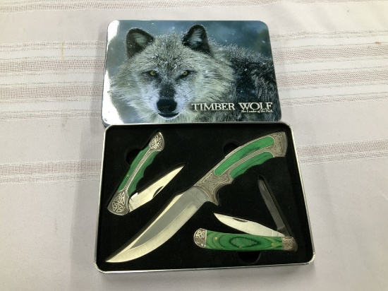 Timberwolf SS 3 Knife Set- Green Handles