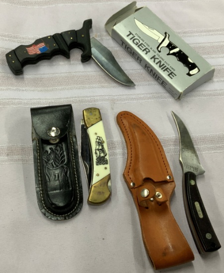 3 Knives- 1 Schrade Old Timer 152, Tiger Knife