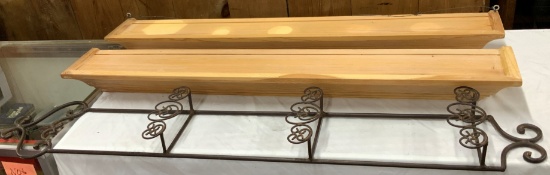 Decorative Iron Display Shelf, 2 Wooden Shelves